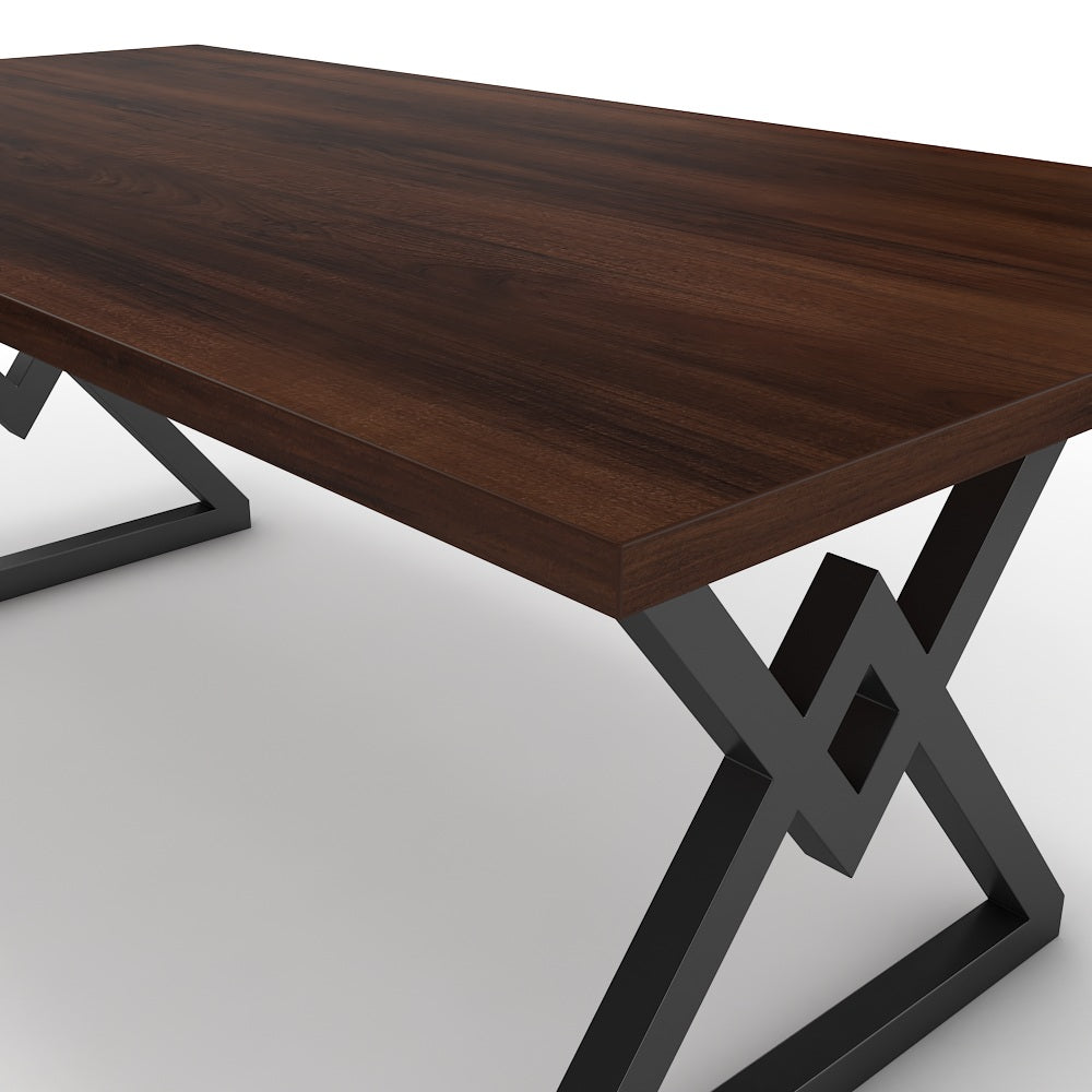 Étkezőasztal - Uttama fekete lábbal - Mogyoró, méret: 200x100