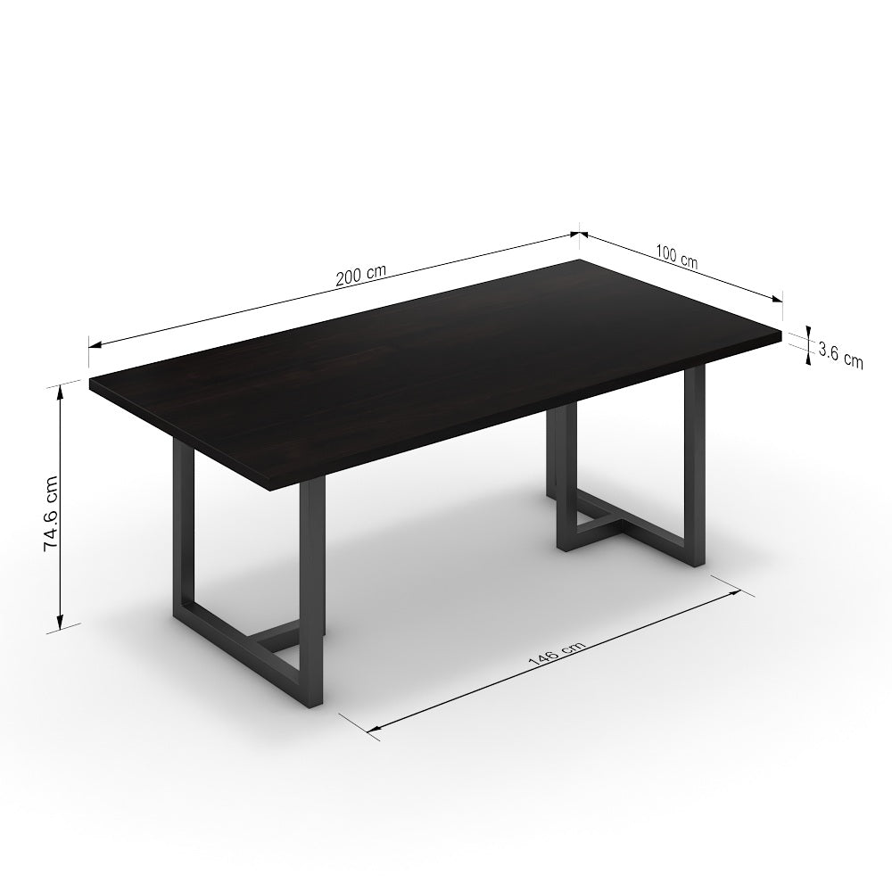 Étkezőasztal - Asara fekete lábbal - Füstölt dió, méret: 200x100
