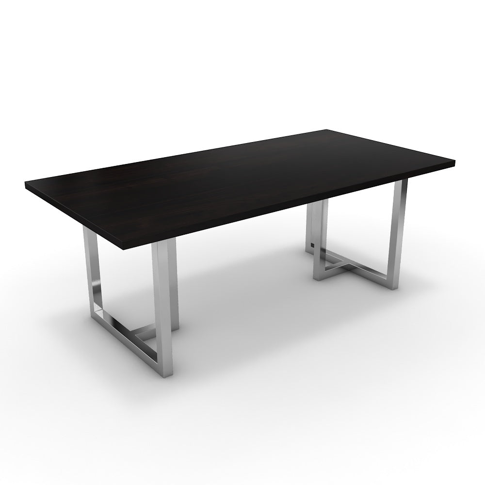 Étkezőasztal - Asara króm lábbal - Füstölt dió, méret: 200x100