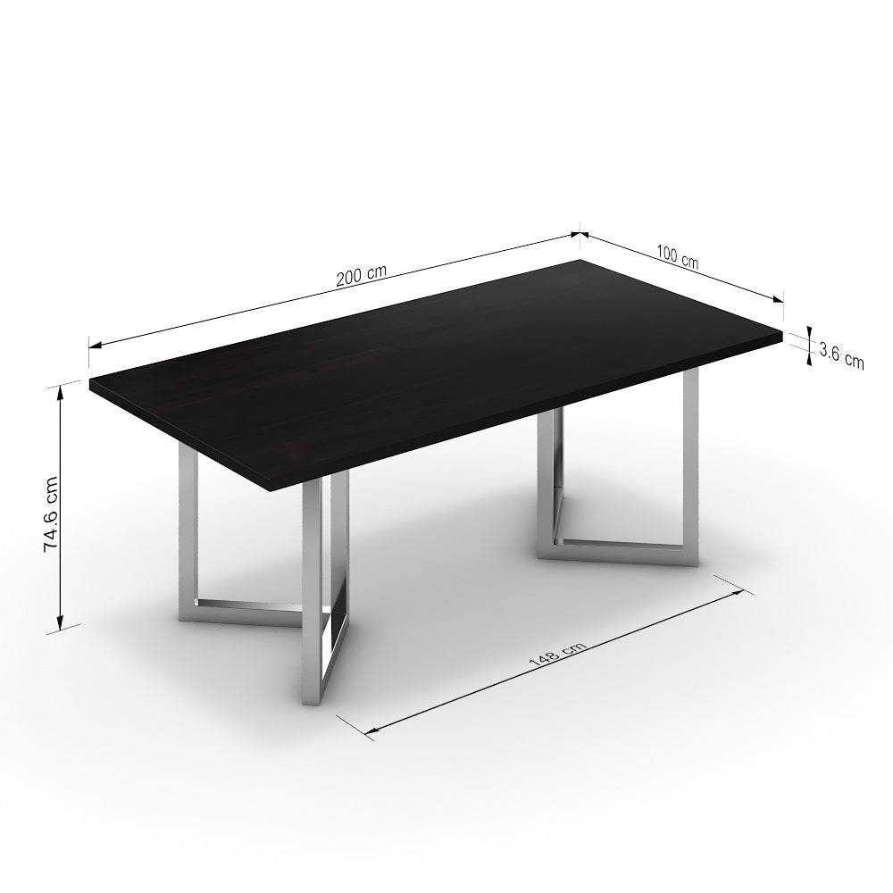 Étkezőasztal - Indra króm lábbal - Füstölt dió, méret: 200x100