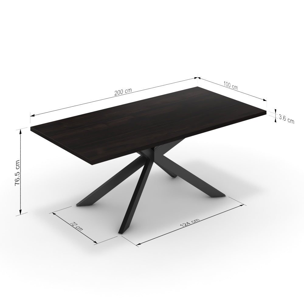 Étkezőasztal - Jama fekete lábbal - Füstölt dió, méret: 200x100