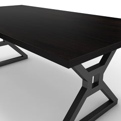 Étkezőasztal - Mandira fekete lábbal - Füstölt dió, méret: 200x100