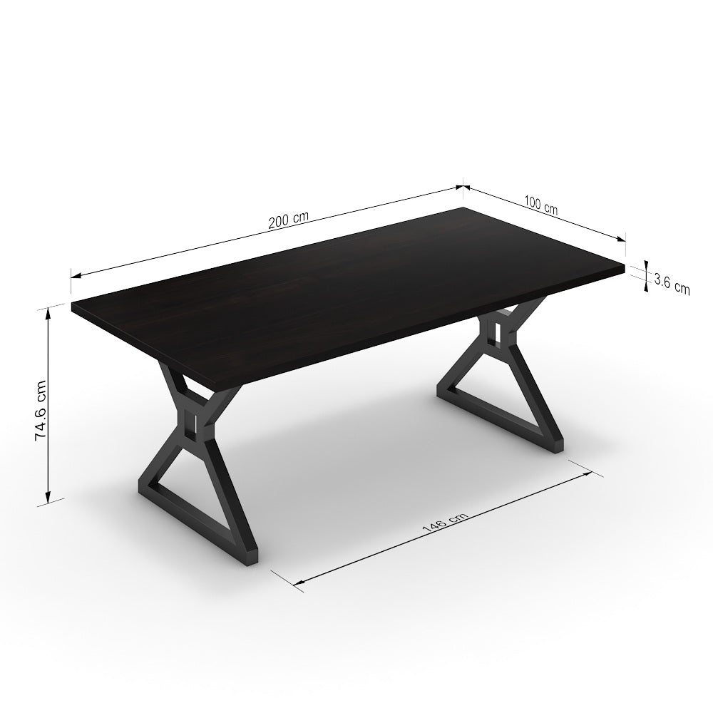 Étkezőasztal - Mandira fekete lábbal - Füstölt dió, méret: 200x100