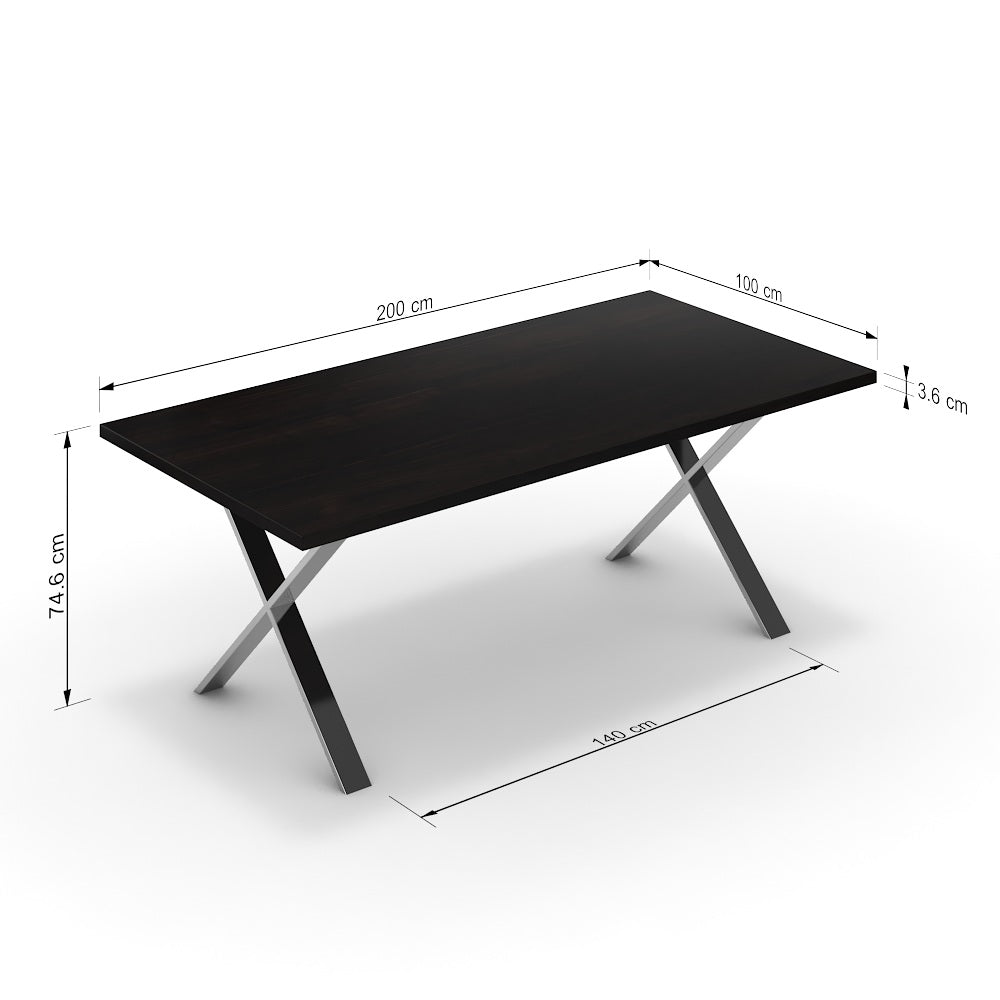 Étkezőasztal - Préma króm lábbal - Füstölt dió, méret: 200x100