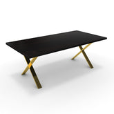 Étkezőasztal - Préma arany lábbal - Füstölt dió, méret: 200x100