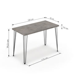 Íróasztal - Linga fekete lábbal - Vil.szürke Chicago beton, méret: 120x60
