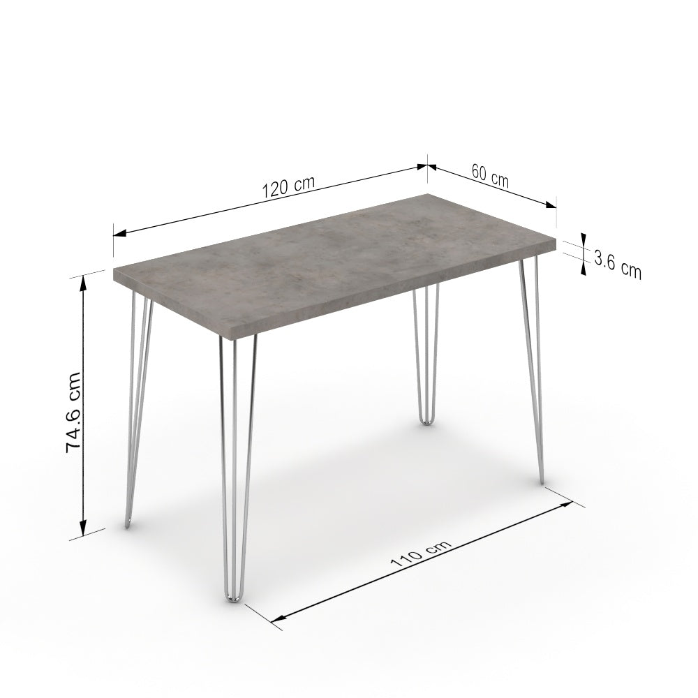 Íróasztal - Linga króm lábbal - Vil.szürke Chicago beton, méret: 120x60