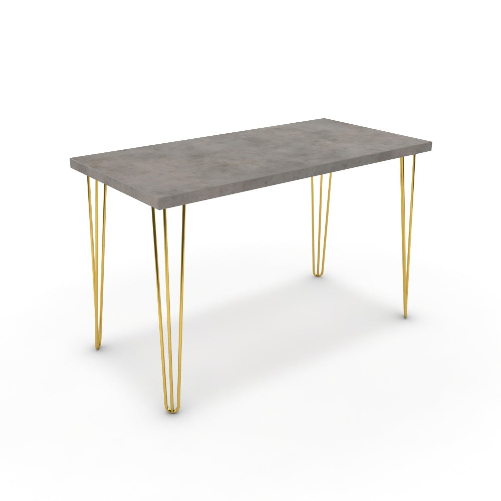 Íróasztal - Linga arany lábbal - Vil.szürke Chicago beton, méret: 120x60