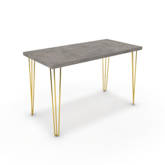 Íróasztal - Linga arany lábbal - Vil.szürke Chicago beton, méret: 120x60