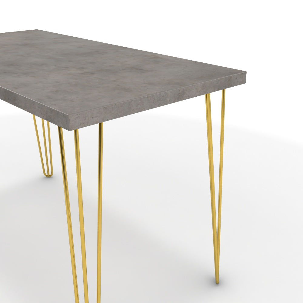 Íróasztal - Linga arany lábbal - Vil.szürke Chicago beton, méret: 120x60