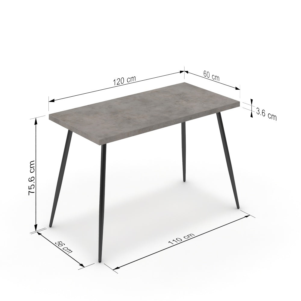 Íróasztal - Manu fekete lábbal - Vil.szürke Chicago beton, méret: 120x60