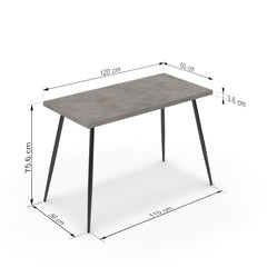 Íróasztal - Manu fekete lábbal - Vil.szürke Chicago beton, méret: 120x60