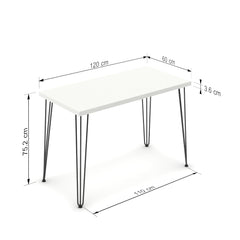 Íróasztal - Linga fekete lábbal - Alpesi fehér, méret: 120x60