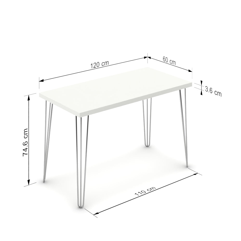 Íróasztal - Linga króm lábbal - Alpesi fehér, méret: 120x60
