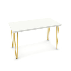 Íróasztal - Linga arany lábbal - Alpesi fehér, méret: 120x60