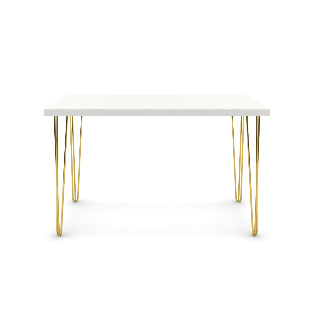 Íróasztal - Linga arany lábbal - Alpesi fehér, méret: 120x60