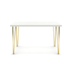 Íróasztal - Linga arany lábbal - Alpesi fehér, méret: 120x60