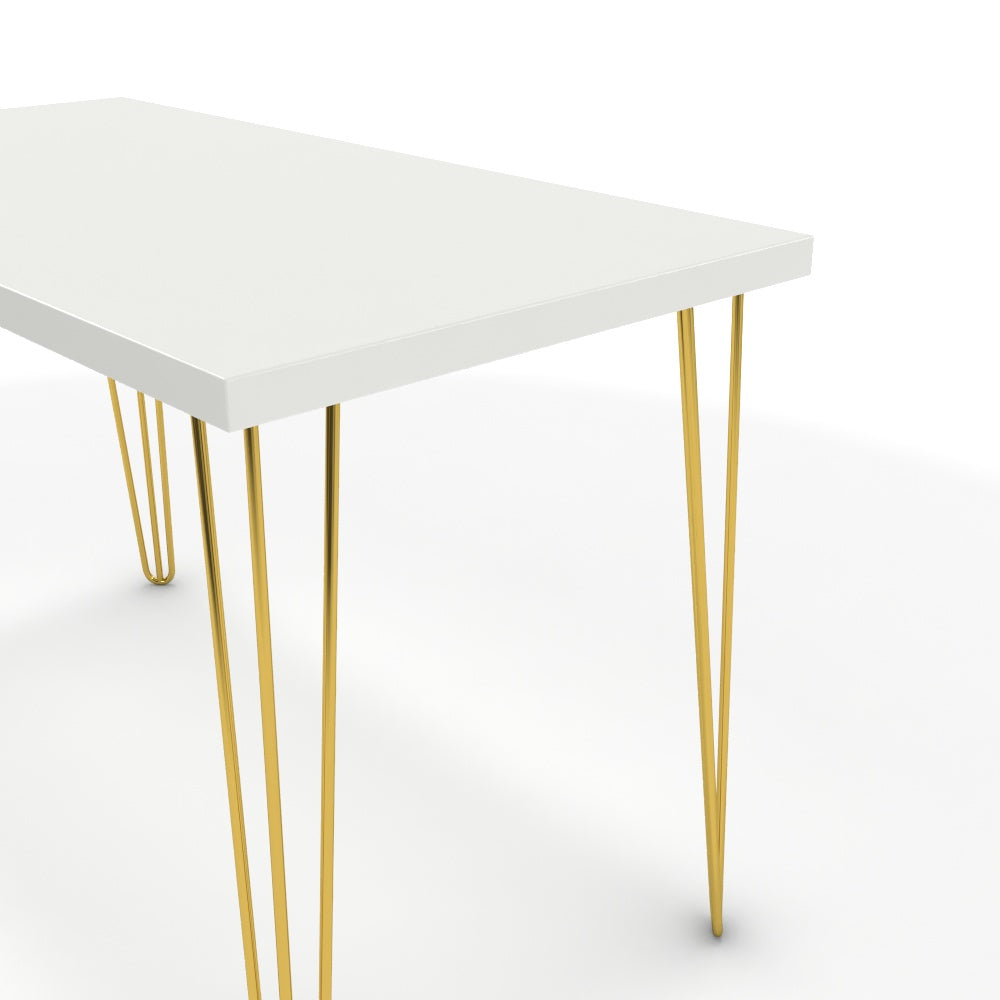 Íróasztal - Linga arany lábbal - Alpesi fehér, méret: 120x60