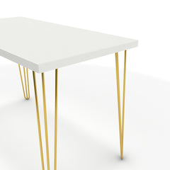 Íróasztal - Linga arany lábbal - Alpesi fehér, méret: 120x60