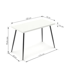 Íróasztal - Manu fekete lábbal - Alpesi fehér, méret: 120x60