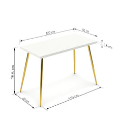 Íróasztal - Manu arany lábbal - Alpesi fehér, méret: 120x60