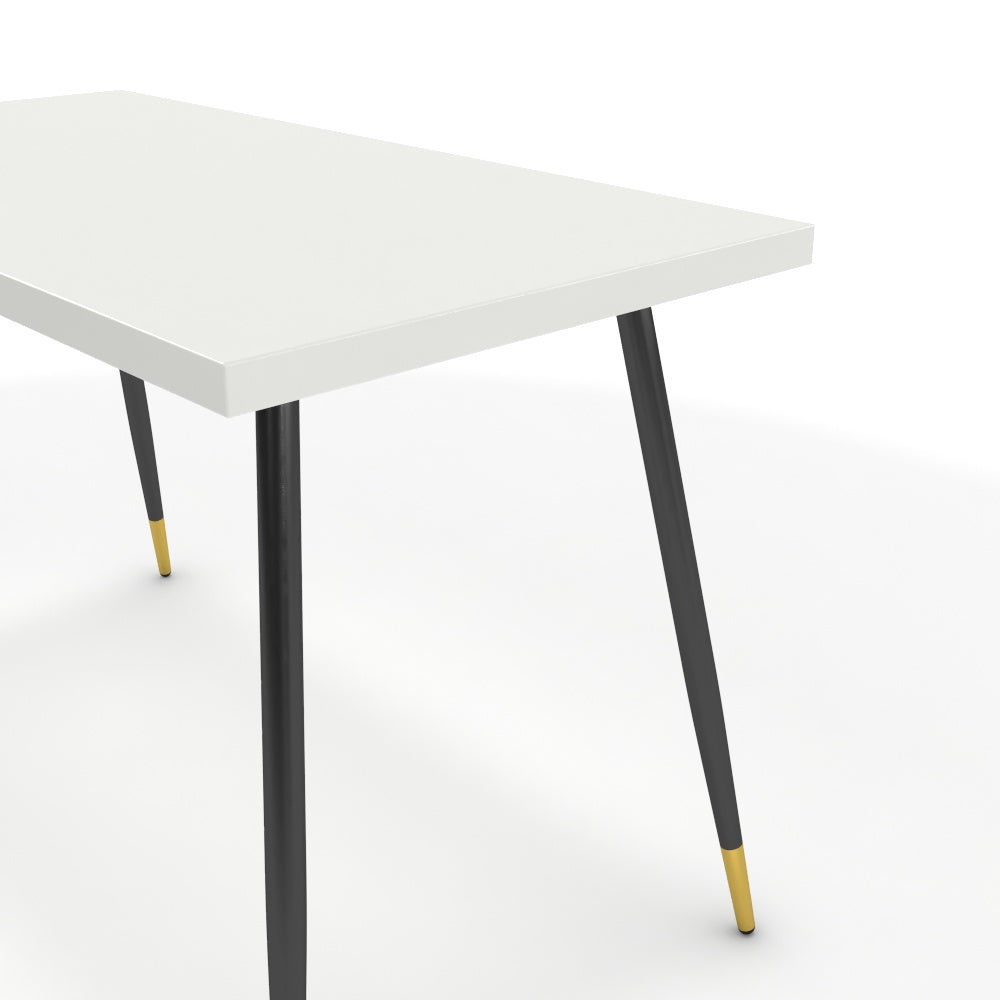 Íróasztal - Manu fekete és arany lábbal - Alpesi fehér, méret: 120x60