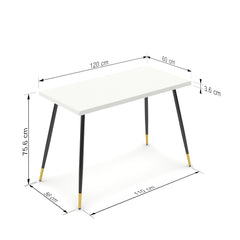 Íróasztal - Manu fekete és arany lábbal - Alpesi fehér, méret: 120x60