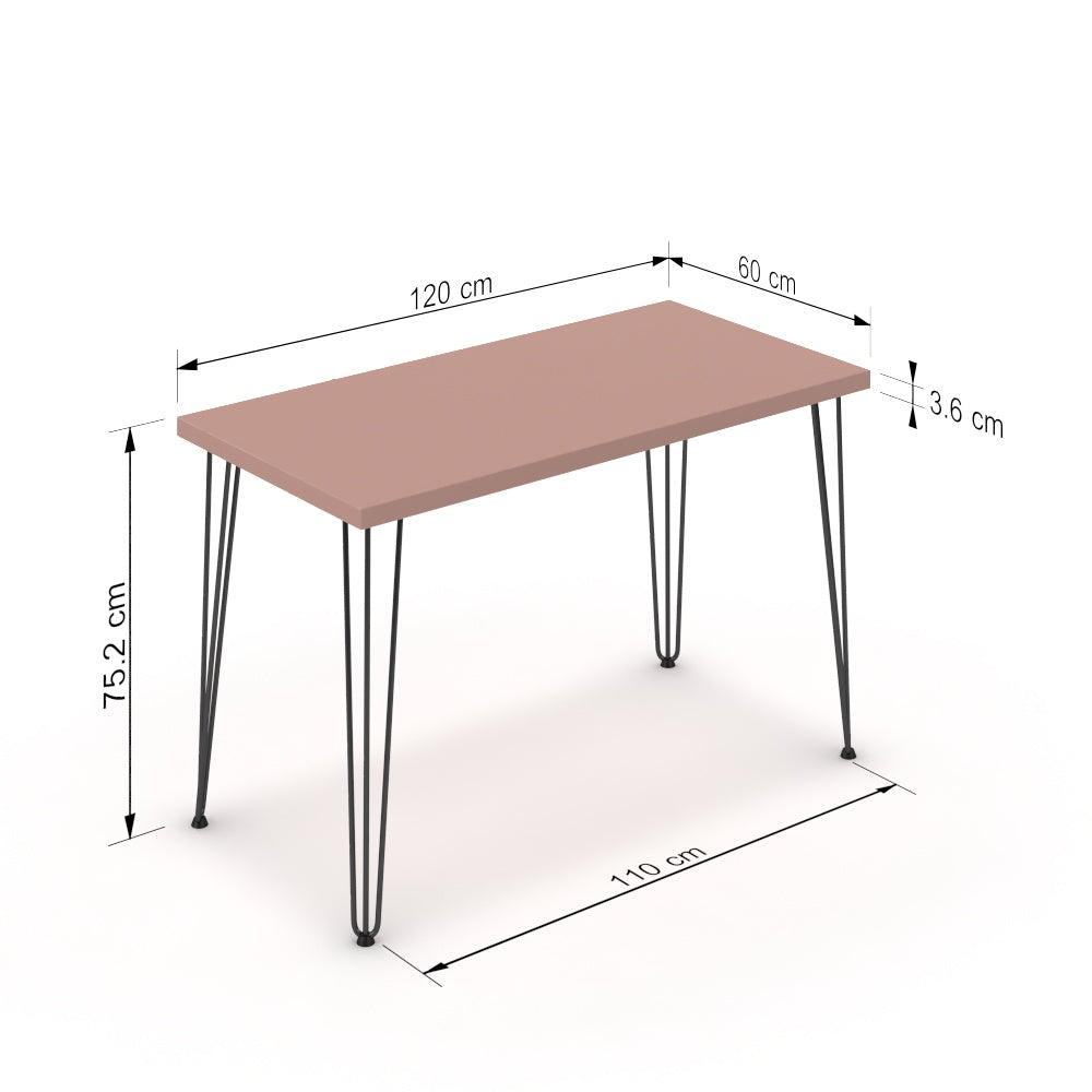 Íróasztal - Linga fekete lábbal - Antik rózsaszín, méret: 120x60