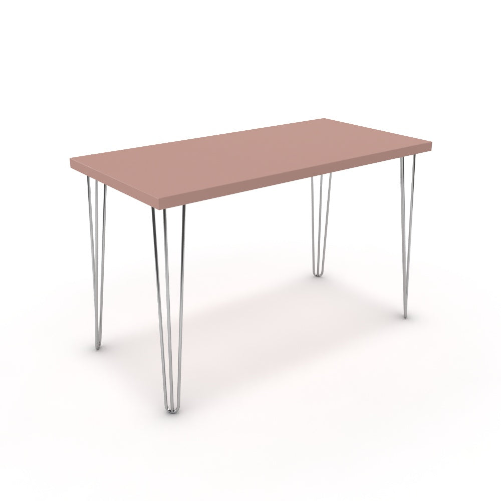 Íróasztal - Linga króm lábbal - Antik rózsaszín, méret: 120x60