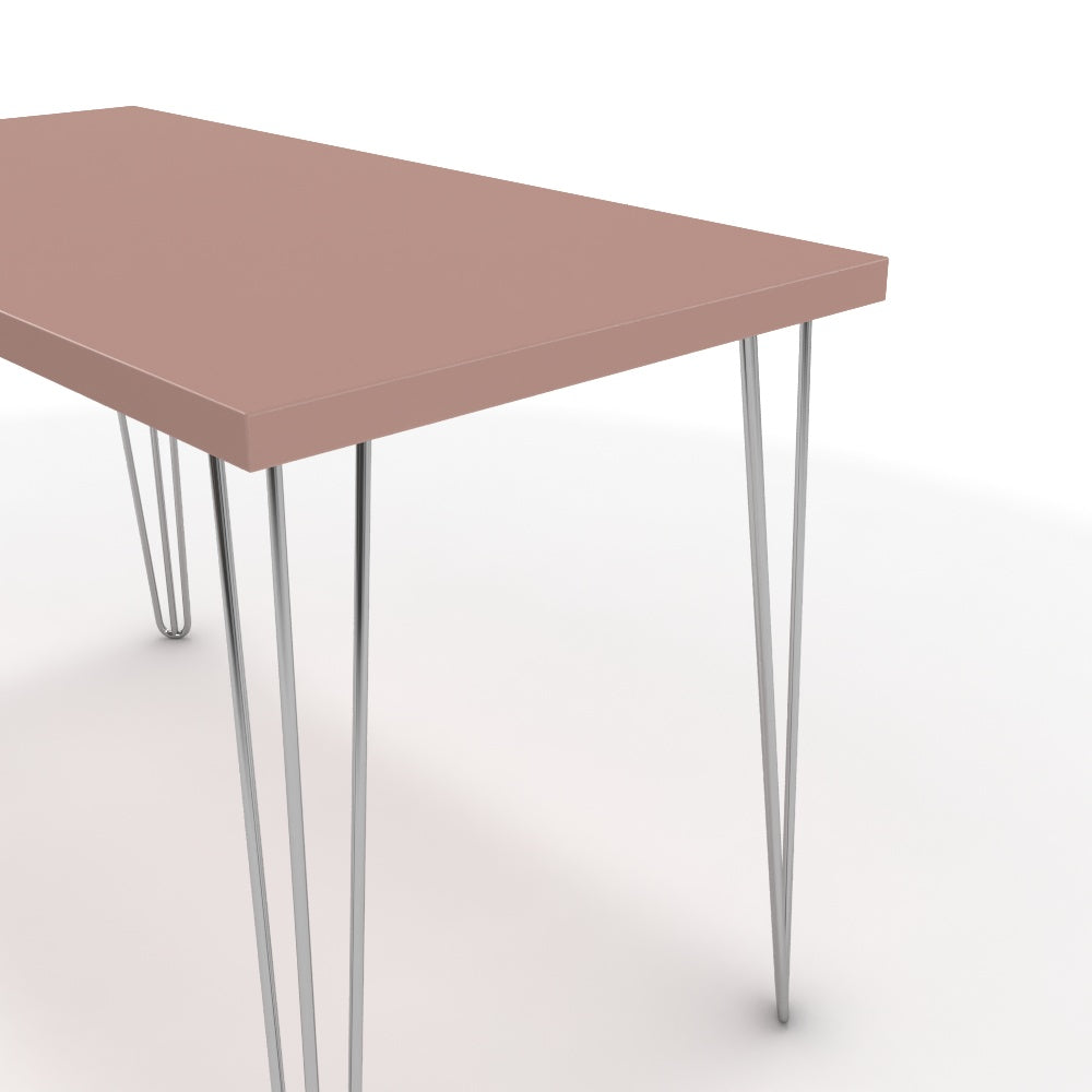 Íróasztal - Linga króm lábbal - Antik rózsaszín, méret: 120x60