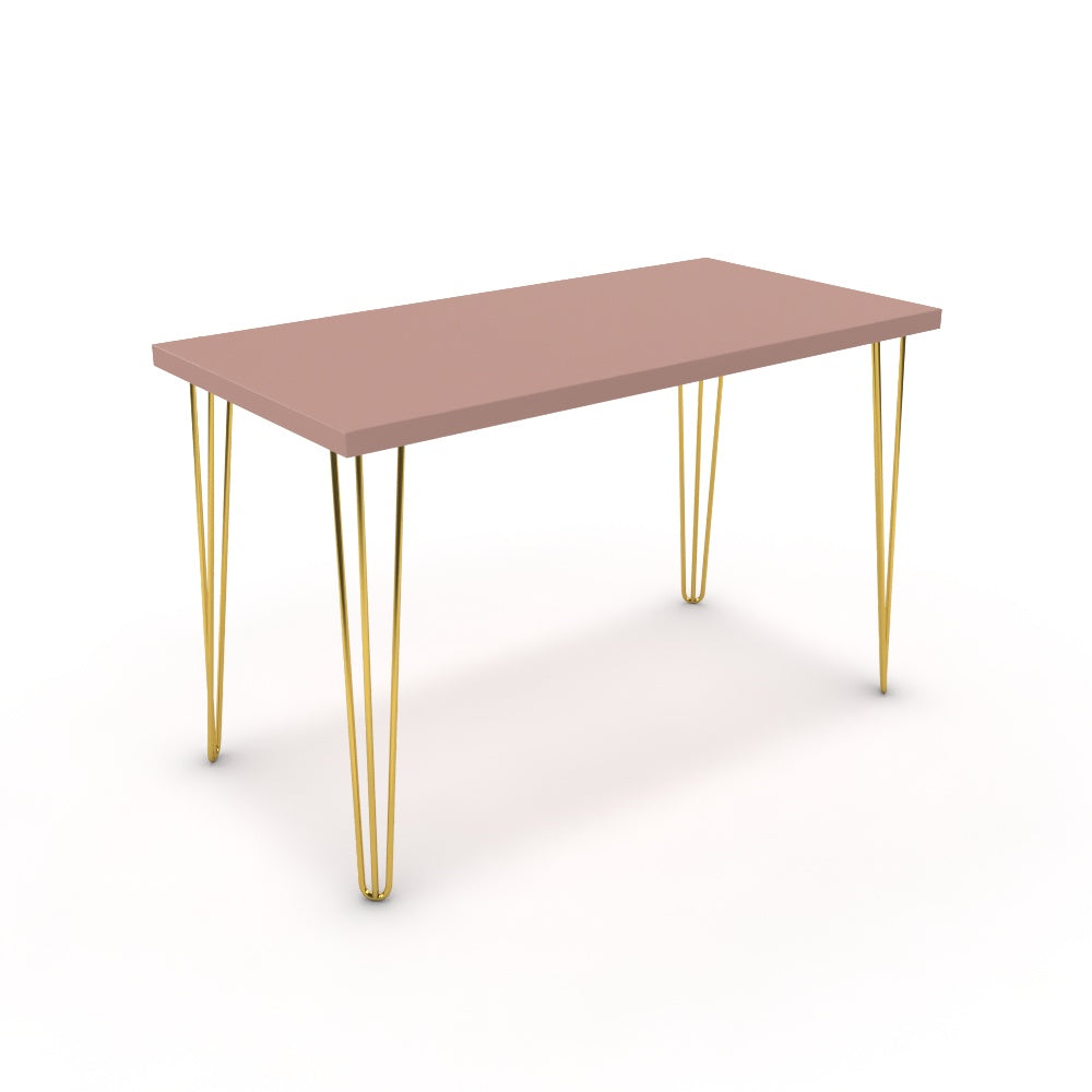 Íróasztal - Linga arany lábbal - Antik rózsaszín, méret: 120x60