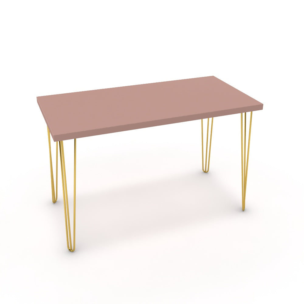 Íróasztal - Linga arany lábbal - Antik rózsaszín, méret: 120x60
