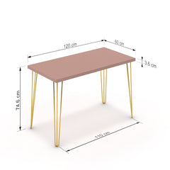 Íróasztal - Linga arany lábbal - Antik rózsaszín, méret: 120x60