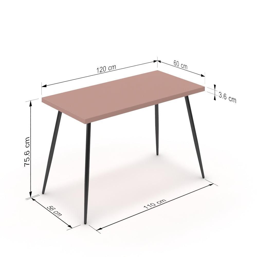 Íróasztal - Manu fekete lábbal - Antik rózsaszín, méret: 120x60