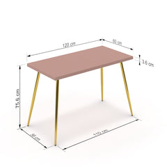 Íróasztal - Manu arany lábbal - Antik rózsaszín, méret: 120x60