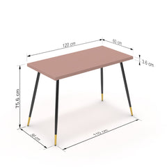 Íróasztal - Manu fekete és arany lábbal - Antik rózsaszín, méret: 120x60