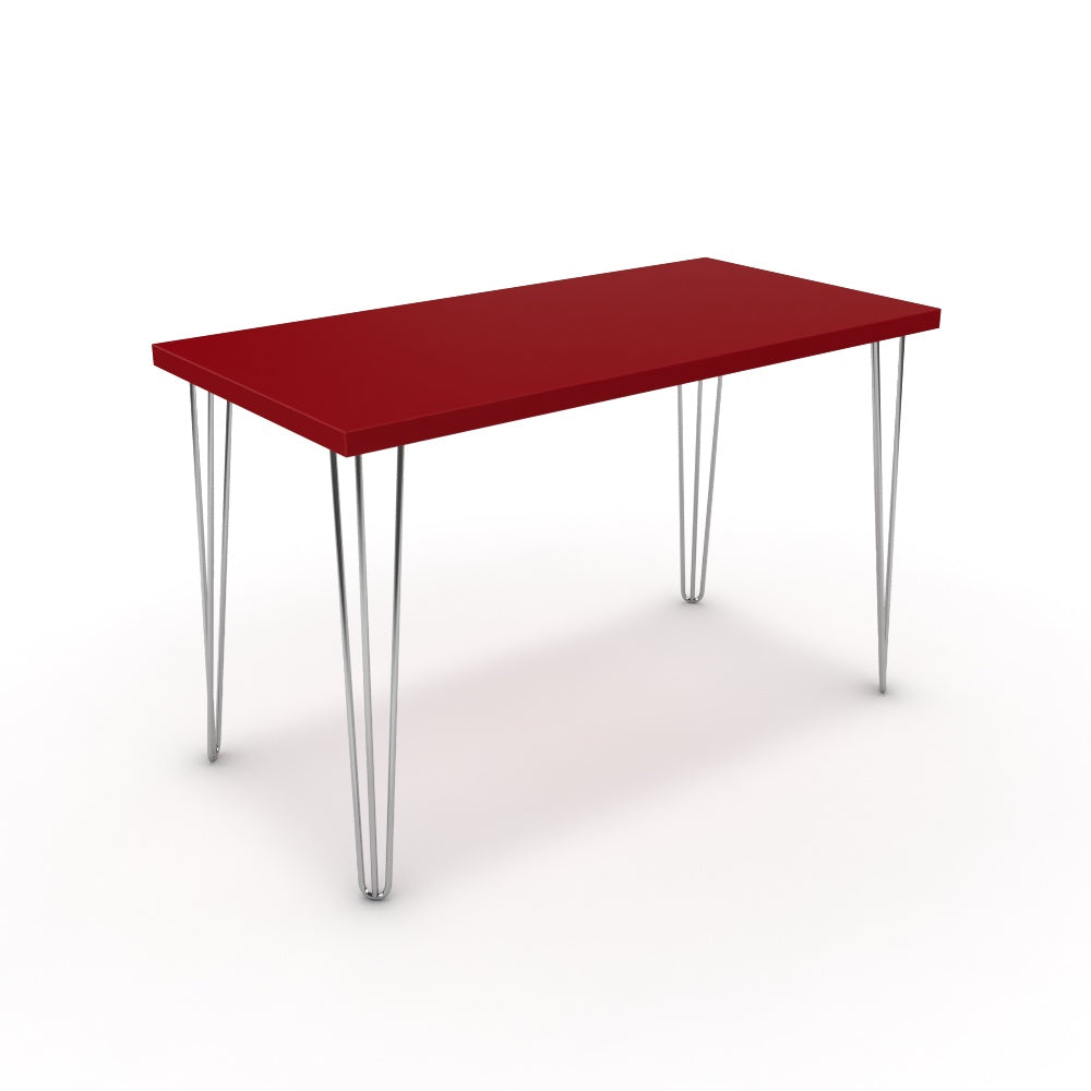 Íróasztal - Linga króm lábbal - Chilli piros, méret: 120x60