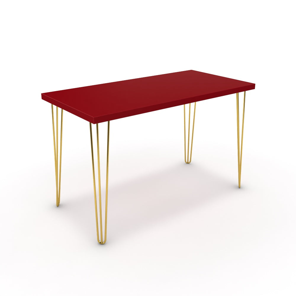 Íróasztal - Linga arany lábbal - Chilli piros, méret: 120x60