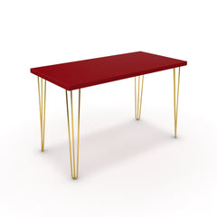 Íróasztal - Linga arany lábbal - Chilli piros, méret: 120x60