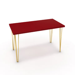 Íróasztal - Linga arany lábbal - Chilli piros, méret: 120x60