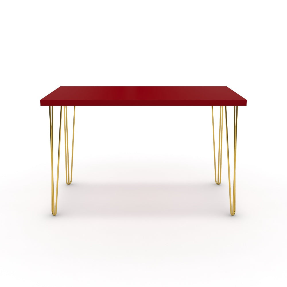 Íróasztal - Linga arany lábbal - Chilli piros, méret: 120x60