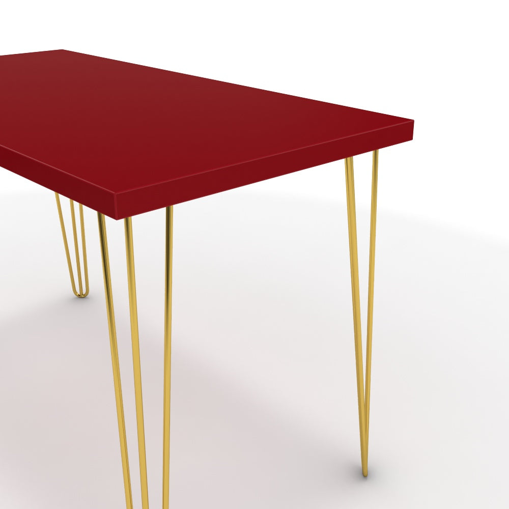 Íróasztal - Linga arany lábbal - Chilli piros, méret: 120x60