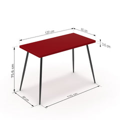 Íróasztal - Manu fekete lábbal - Chilli piros, méret: 120x60