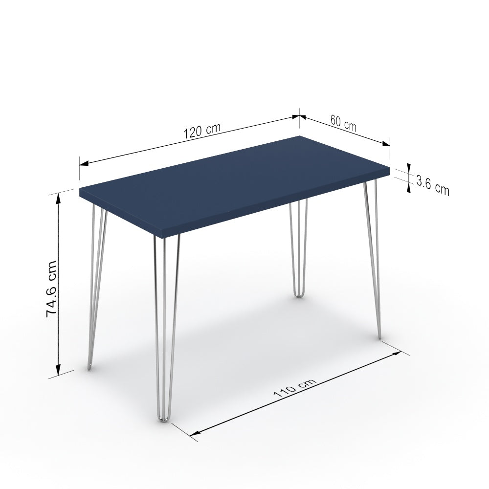 Íróasztal - Linga króm lábbal - Tiroli kék, méret: 120x60