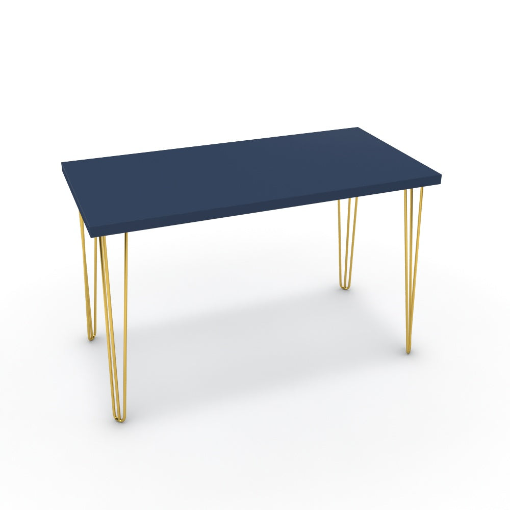 Íróasztal - Linga arany lábbal - Tiroli kék, méret: 120x60