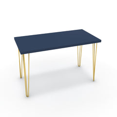 Íróasztal - Linga arany lábbal - Tiroli kék, méret: 120x60