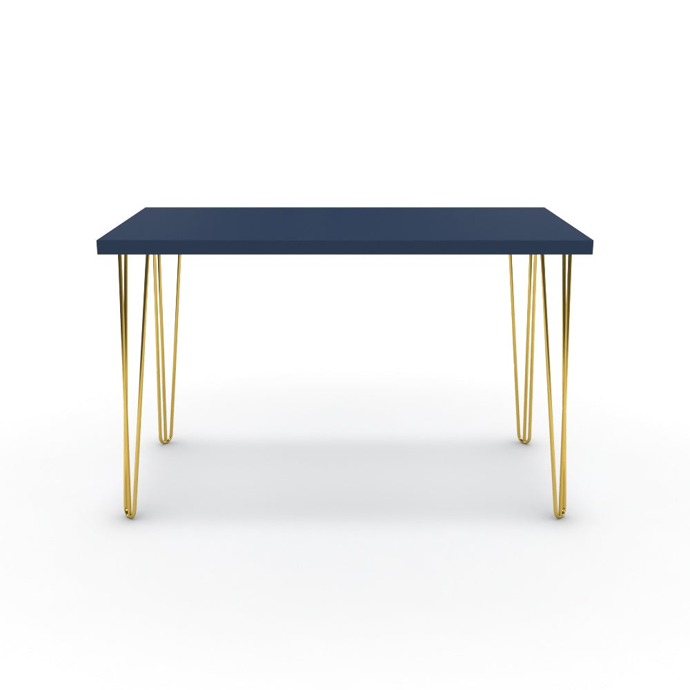 Íróasztal - Linga arany lábbal - Tiroli kék, méret: 120x60