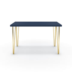 Íróasztal - Linga arany lábbal - Tiroli kék, méret: 120x60