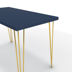Íróasztal - Linga arany lábbal - Tiroli kék, méret: 120x60