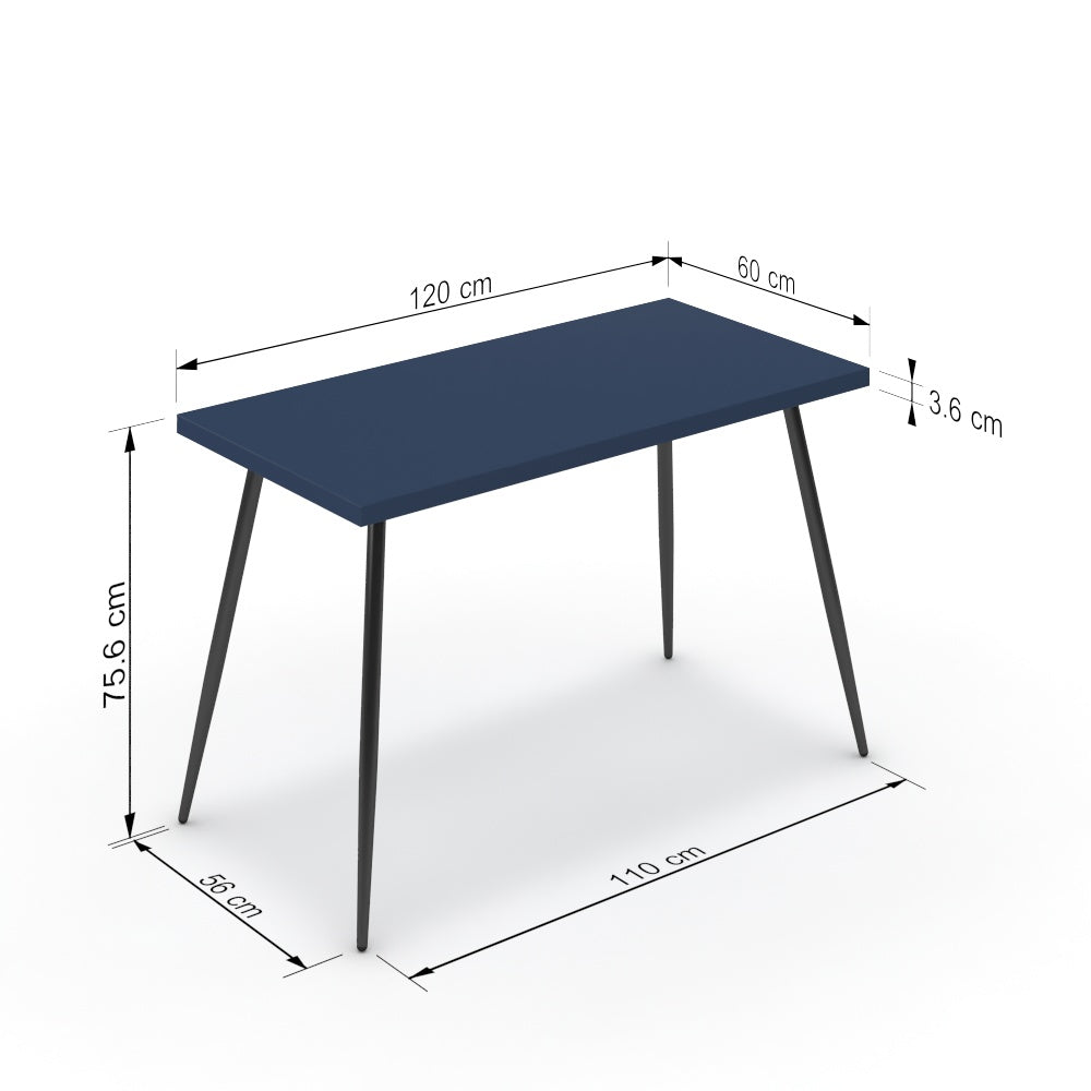 Íróasztal - Manu fekete lábbal - Tiroli kék, méret: 120x60